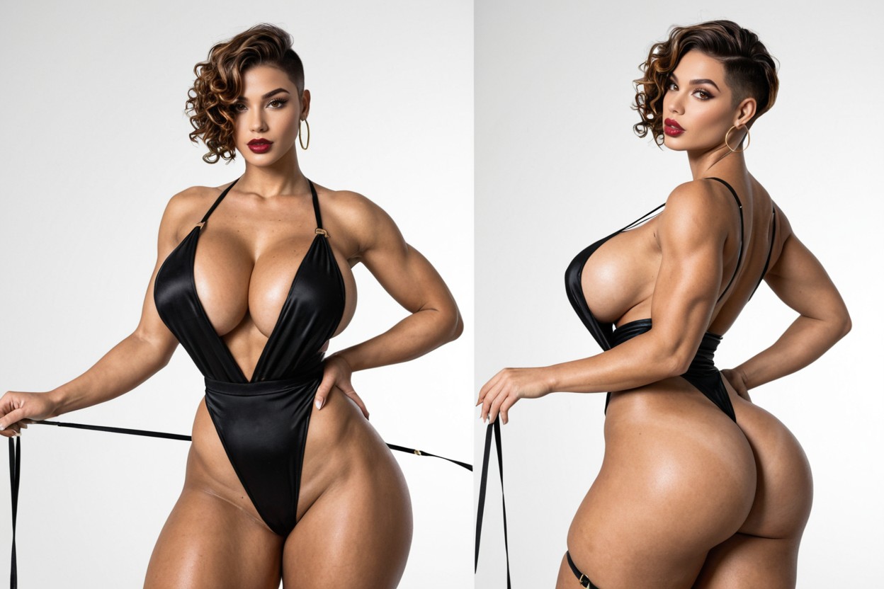 Culo Redondeado, Big Hoop Earrings, Caramel Skin Tone Porno IA