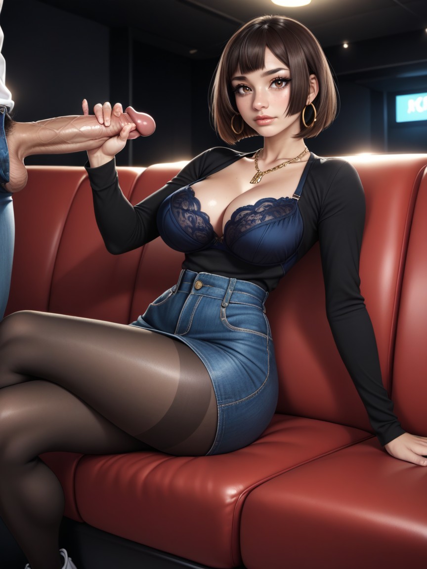 Man Has Huge Colossal Dick, Sitting Cross Legged, Delicate Features AI Porn