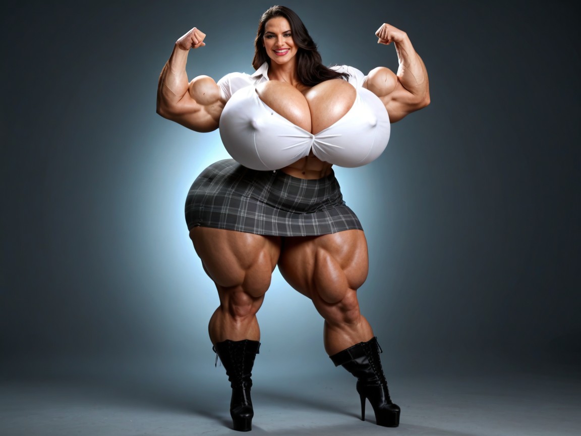Hyper Muscle Woman, Flexing, Gorgeous Face Porno IA