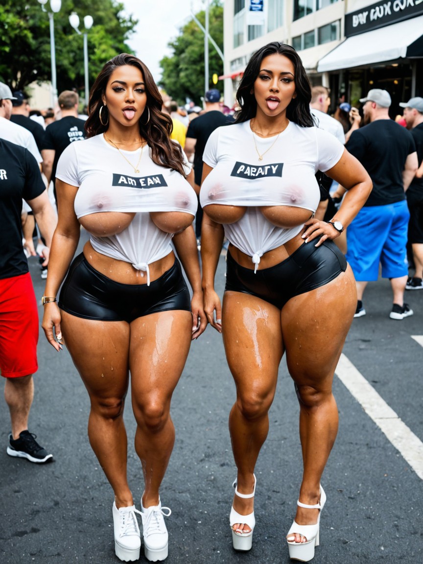 Words On T-shirt, Beautiful Face, Thick Thighs AI Porn