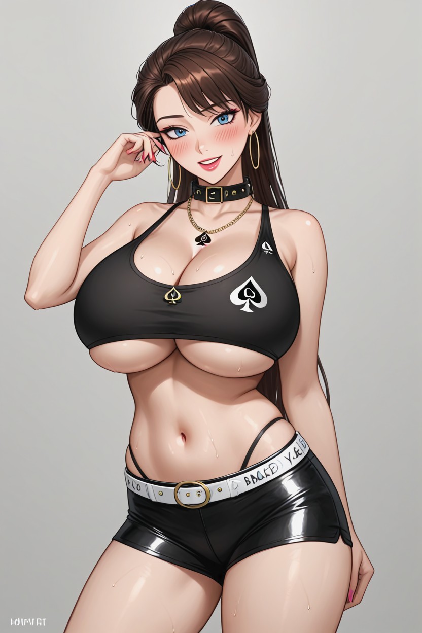 Peau Pâle, Collar, Crop Top With Blacked Logo Porno IA