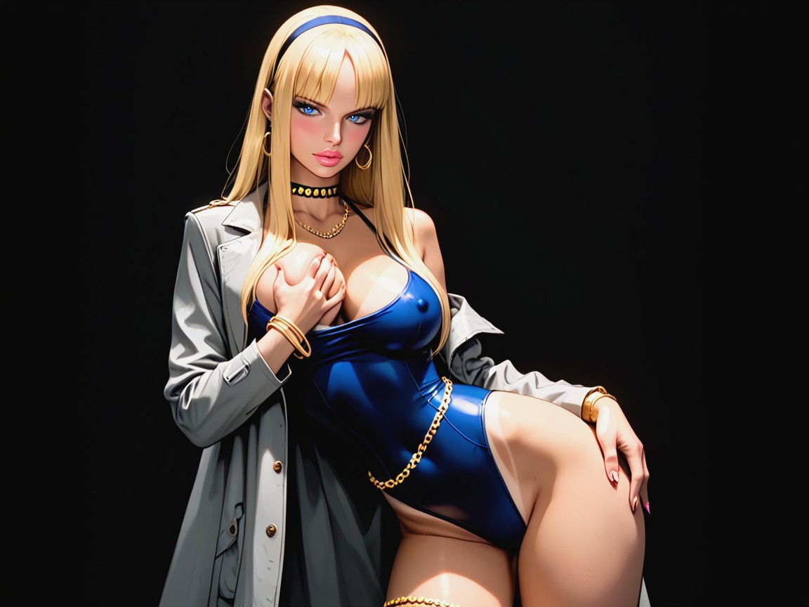Beautiful Model, Grabbing Her Butt With Both Hands, Huge Blue Eyes Porno IA