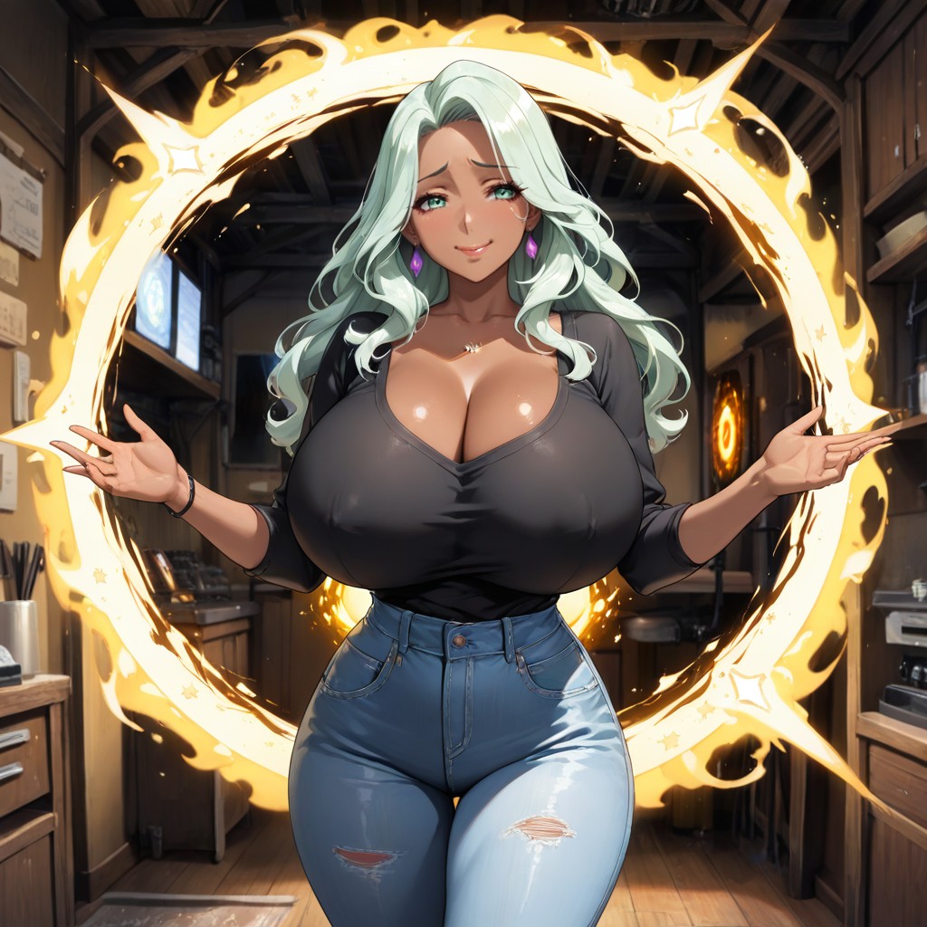 Fit, Bimbo Lips, She Has A Hand Raised AI 포르노