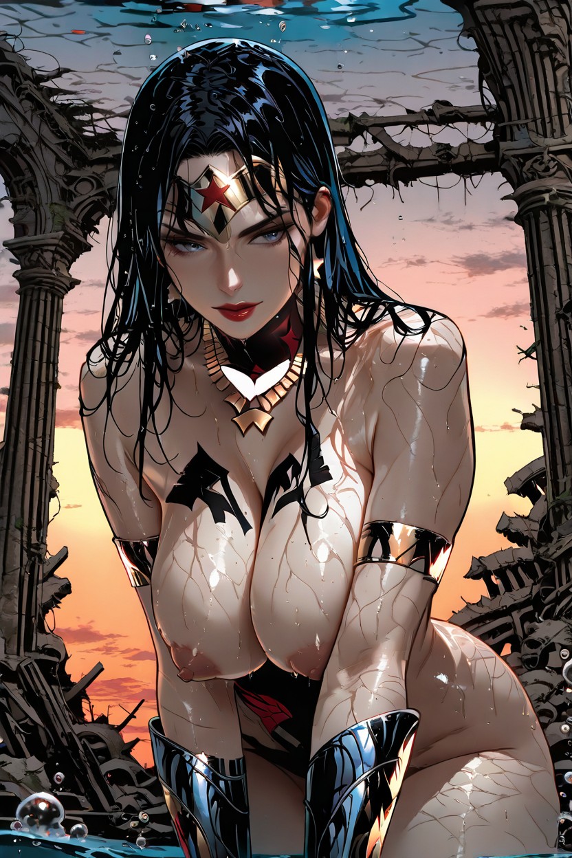Stunnig Smiling, Stunning Blue Eyes, Red Lips AI黃片