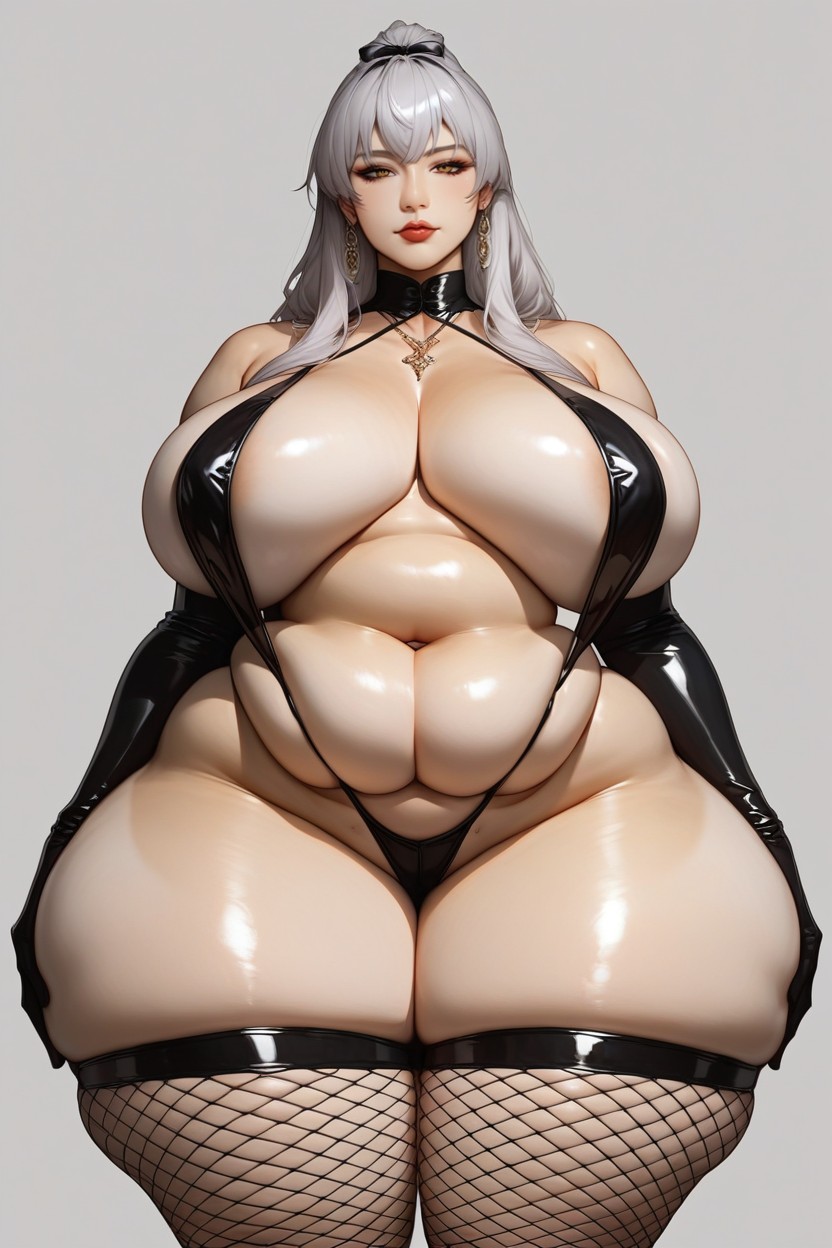 Arms Laying On His Own Thigh Thighs, Looking At Viewer, Mitsuri Kanroji Bbw Milf Body Type AI Porn