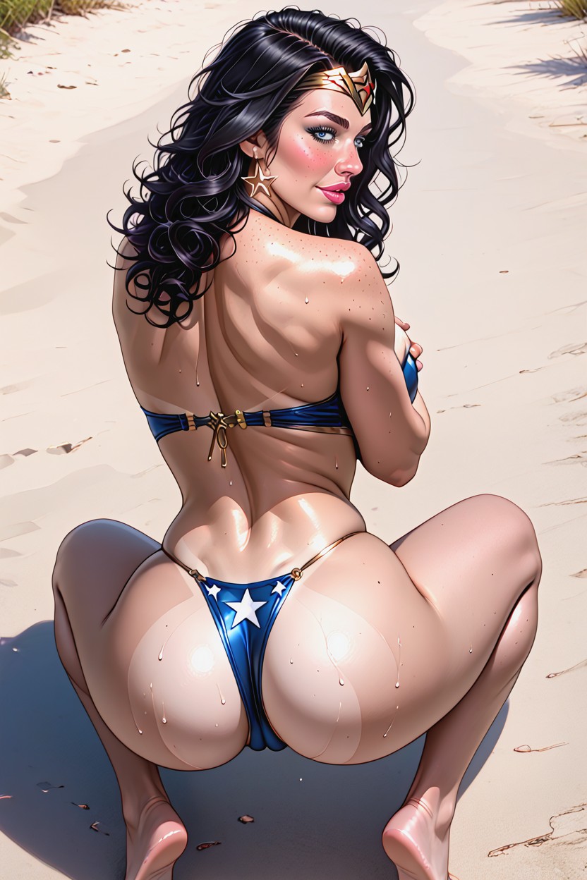 Dc Wonder Woman Wearing, Showing Her Beautiful Naked Body Inciting Sex, ウエストショット AIポルノ
