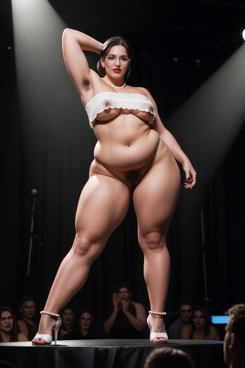 Small Breasts, 50+, Obese Milf Wearing Lace Crop Top AI Porn