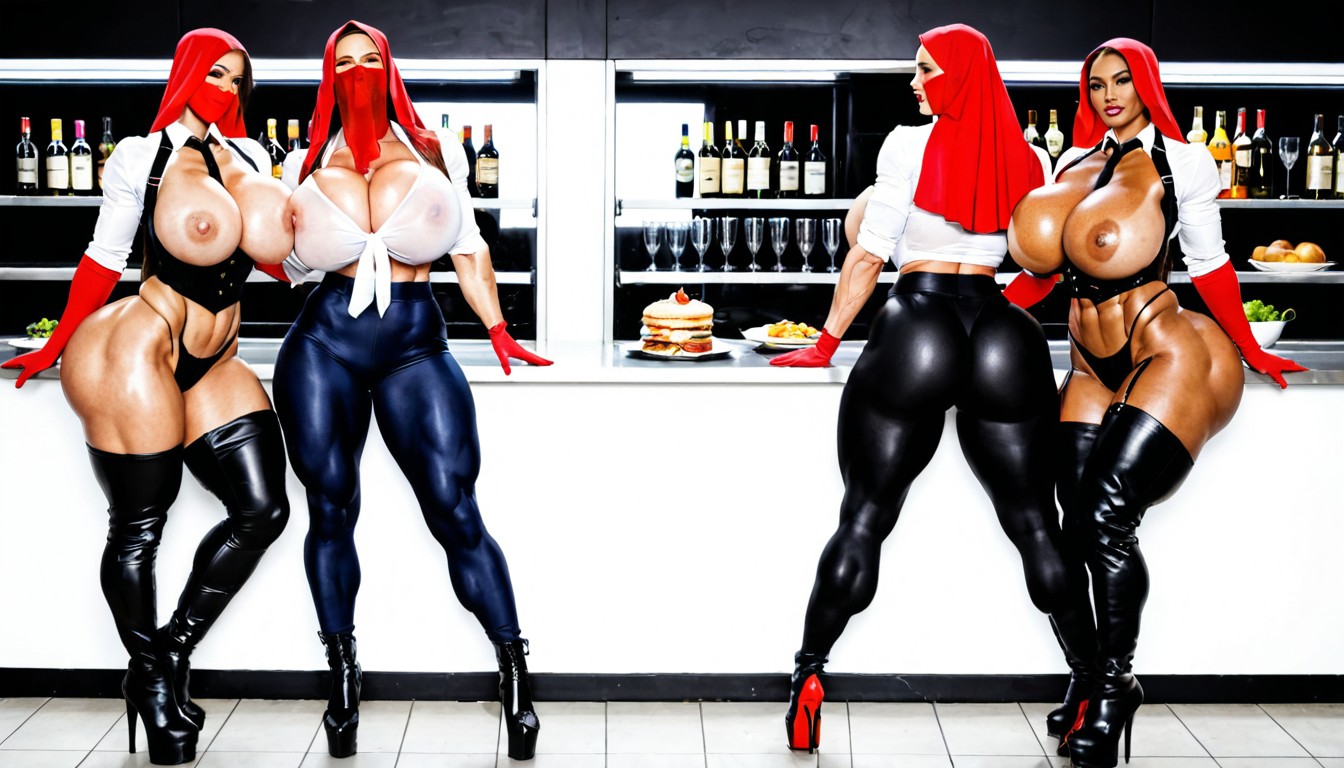 巨大な乳房, Massive Ass, Veil Fitted To Forehead AIポルノ