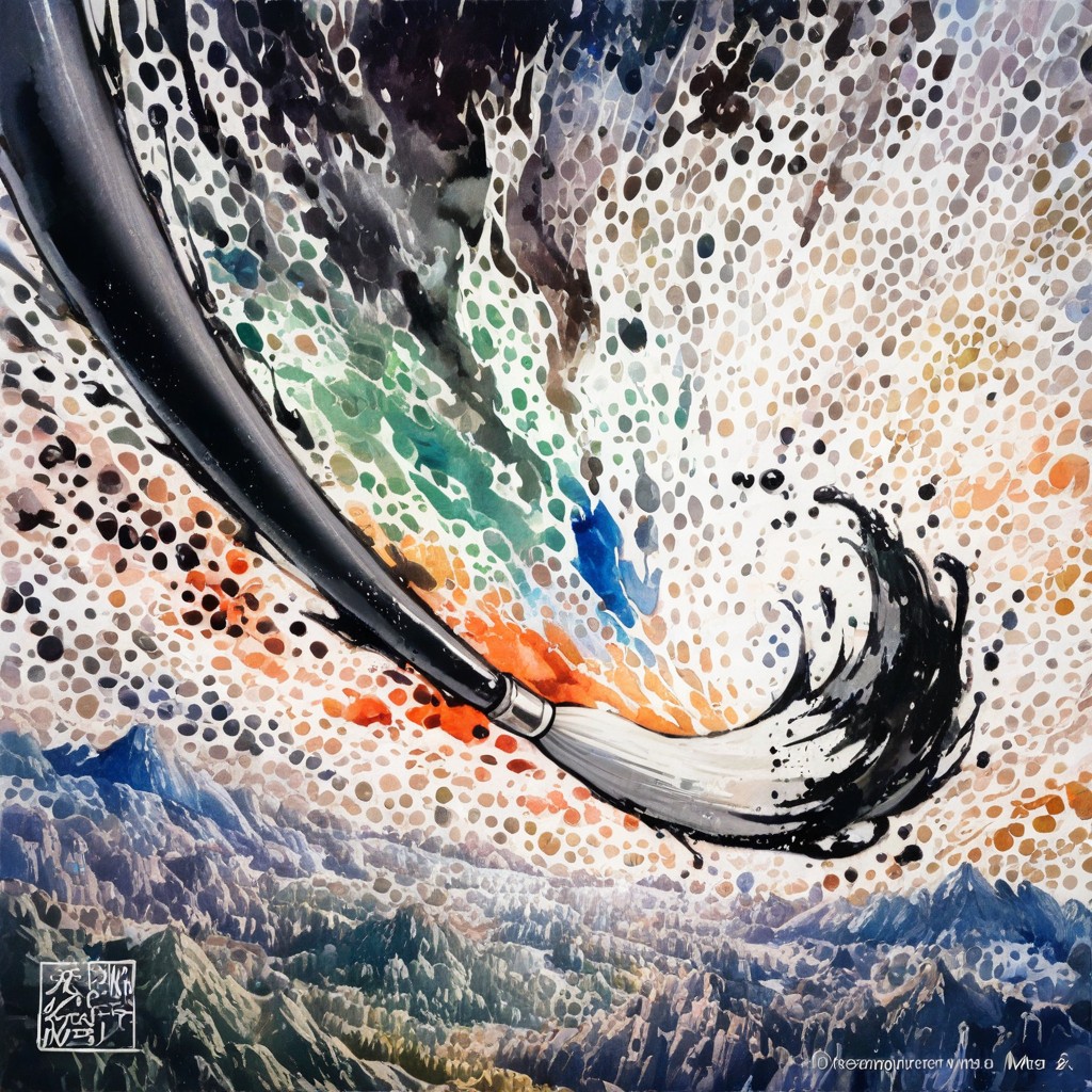 Abstract Watercolor Masses, Hand-painted Texture, Sumi-e Influence AI黃片