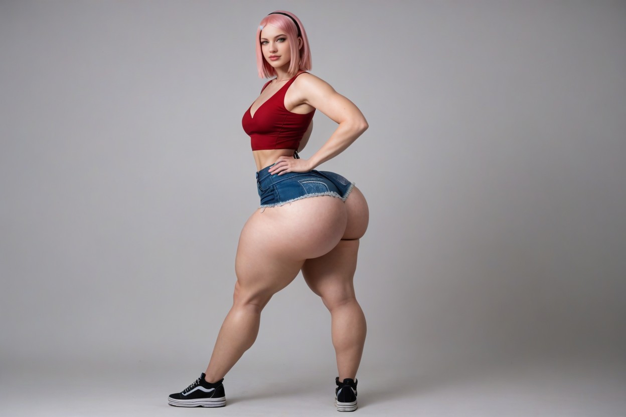 Extremadamente Pesado En La Parte Inferior, Anime Hairstyle, Absurdely Arched Ass Porno IA