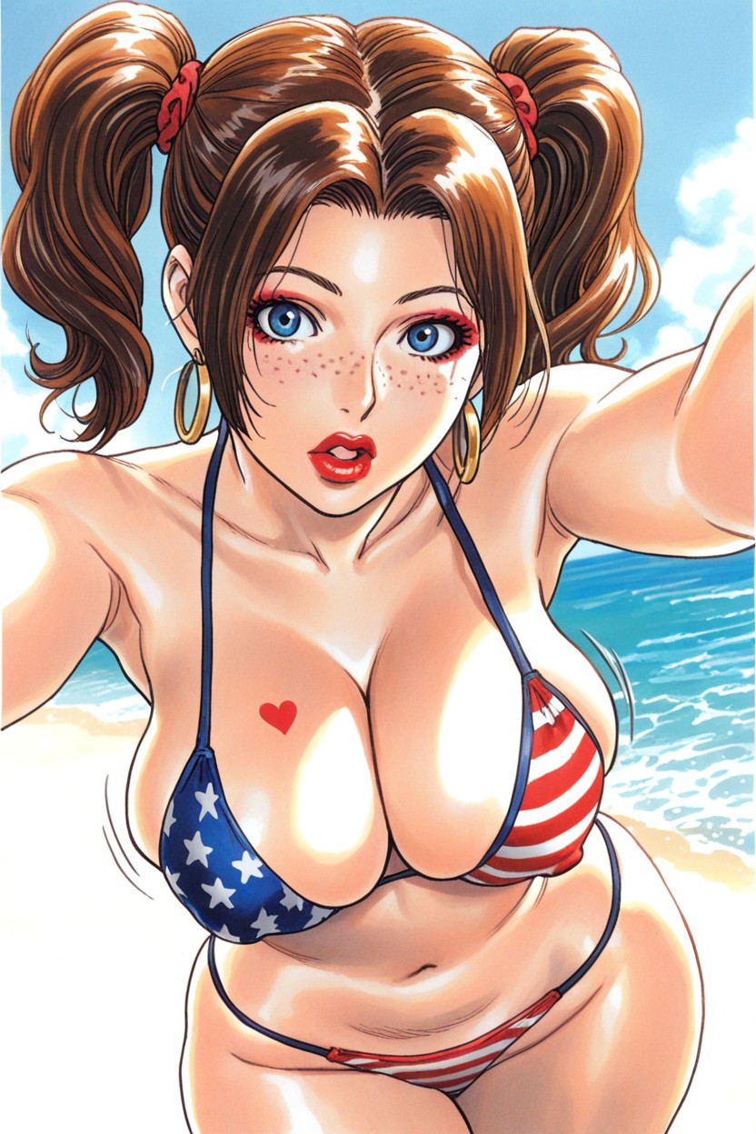 Detailed Face, Head Down, Voluptuosa Porno IA