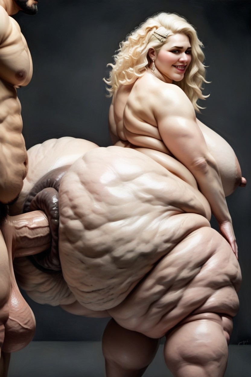 Giant White Cock Stretching Puffy Anus, 特写照片, Large Natural Breasts AI黄片
