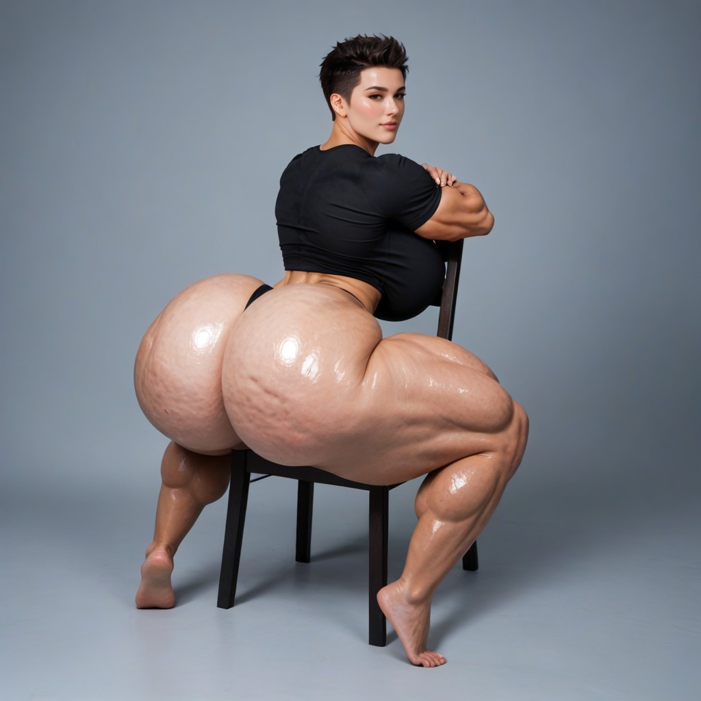 Korean, Hyper Ass, Very Dark Brown Skin Pornografia de IA