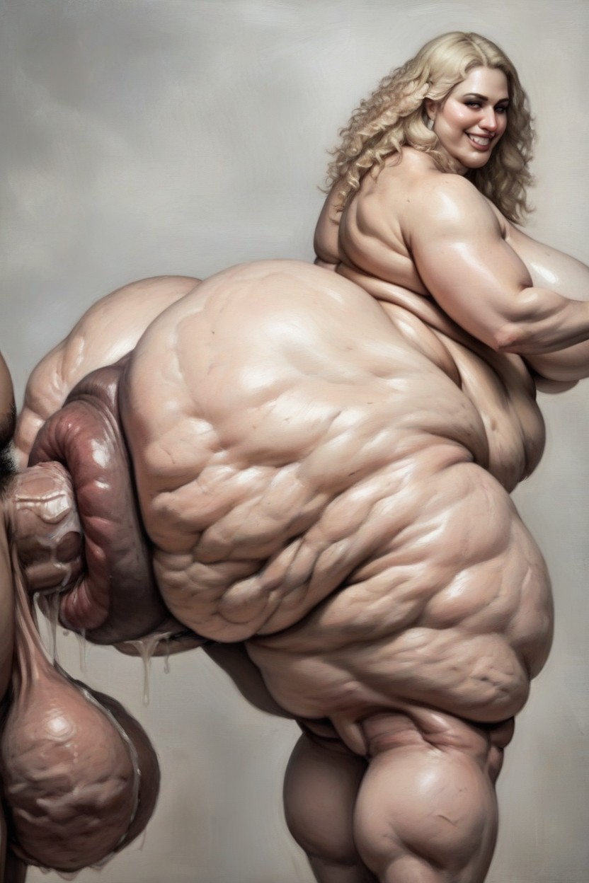 Eyes Open, Hyper Detailed Puffy Anus, Huge Hyper Wrinkly Pink Anus Is Hyper Massive Porno IA