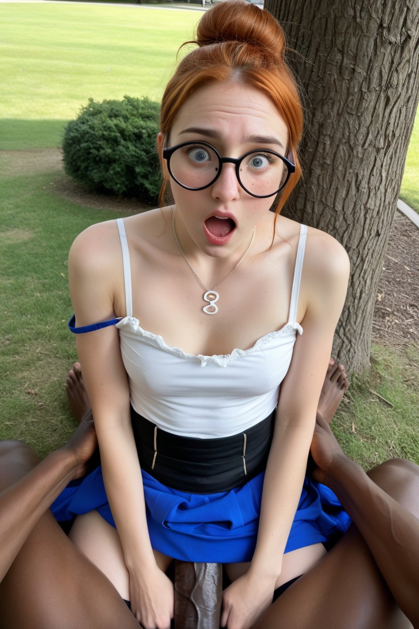 Image Framed From Her Neck To Her Pussy, Legs Open Wide To The Side, Pov Vaginal Sex AIポルノ