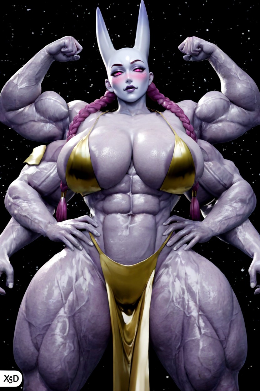 Muscular Thick Body, Wearing Pink Alien Tribal Clothes, High Resolution Pornografia de IA