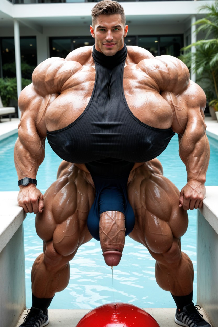 Futa Is Taller, Gigantic Enormous Biceps, Full Lips AI Porn