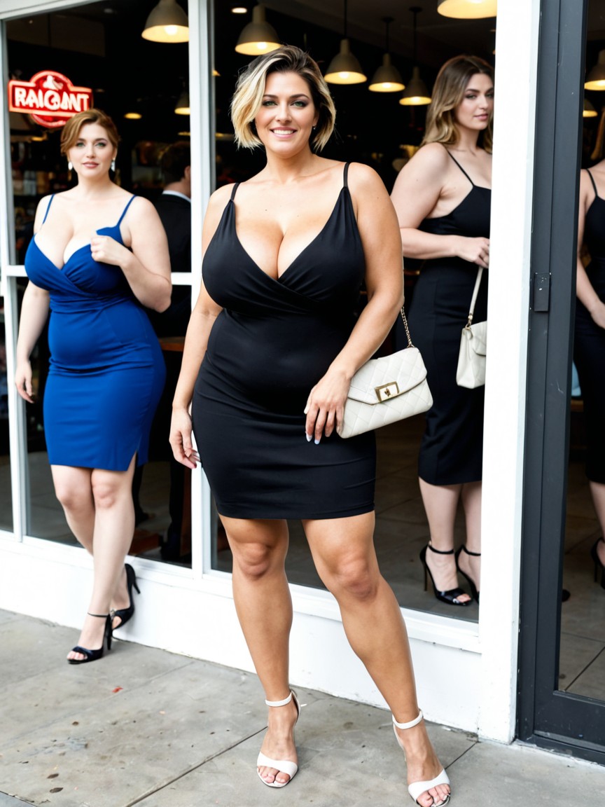 Black Elergant Loose Dress, Woman, Wave Hair AI黃片