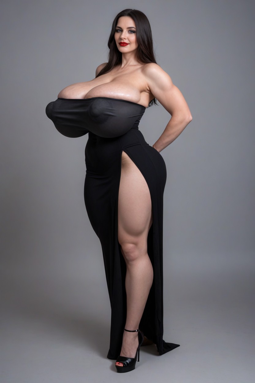 Giant Gaping Nipple, High Heels, Simple Grey Background AI黃片