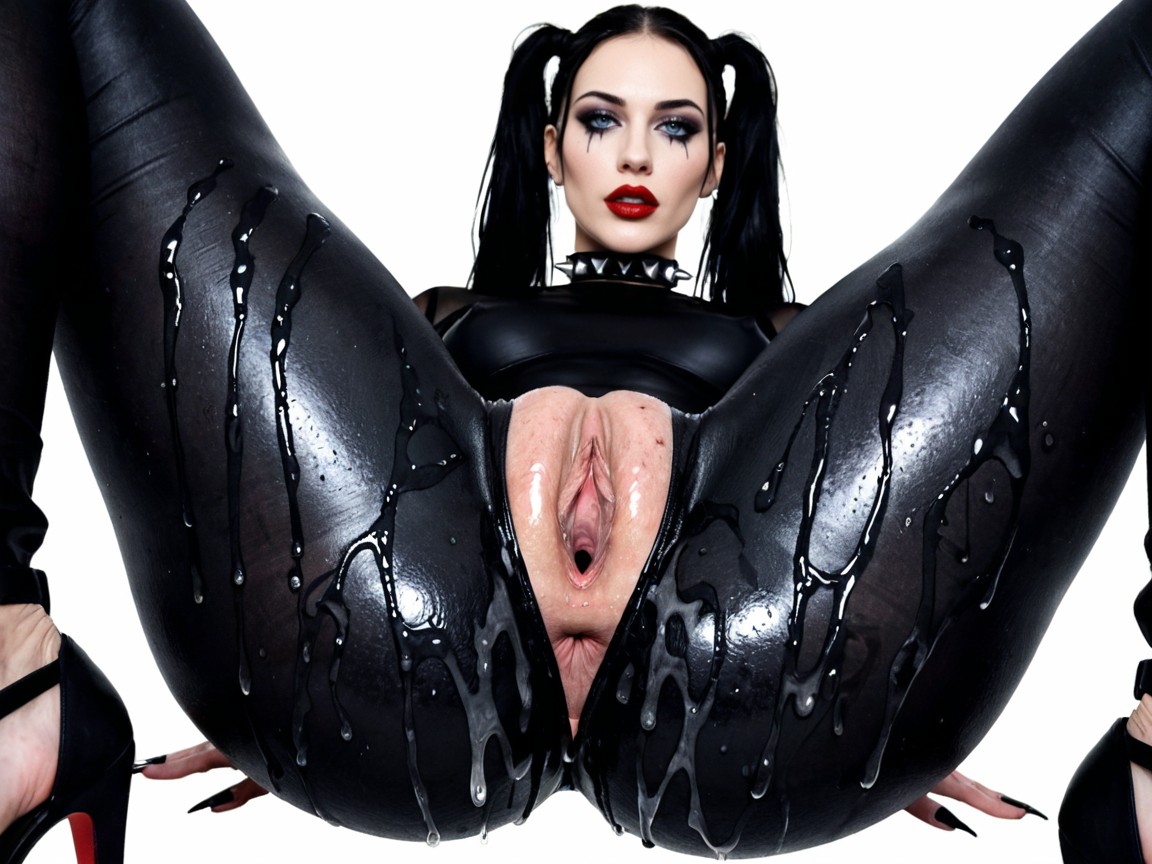 Red Ultra High Platform Heels, Completely White Vampire Skin, Hyper Large Labia AIポルノ