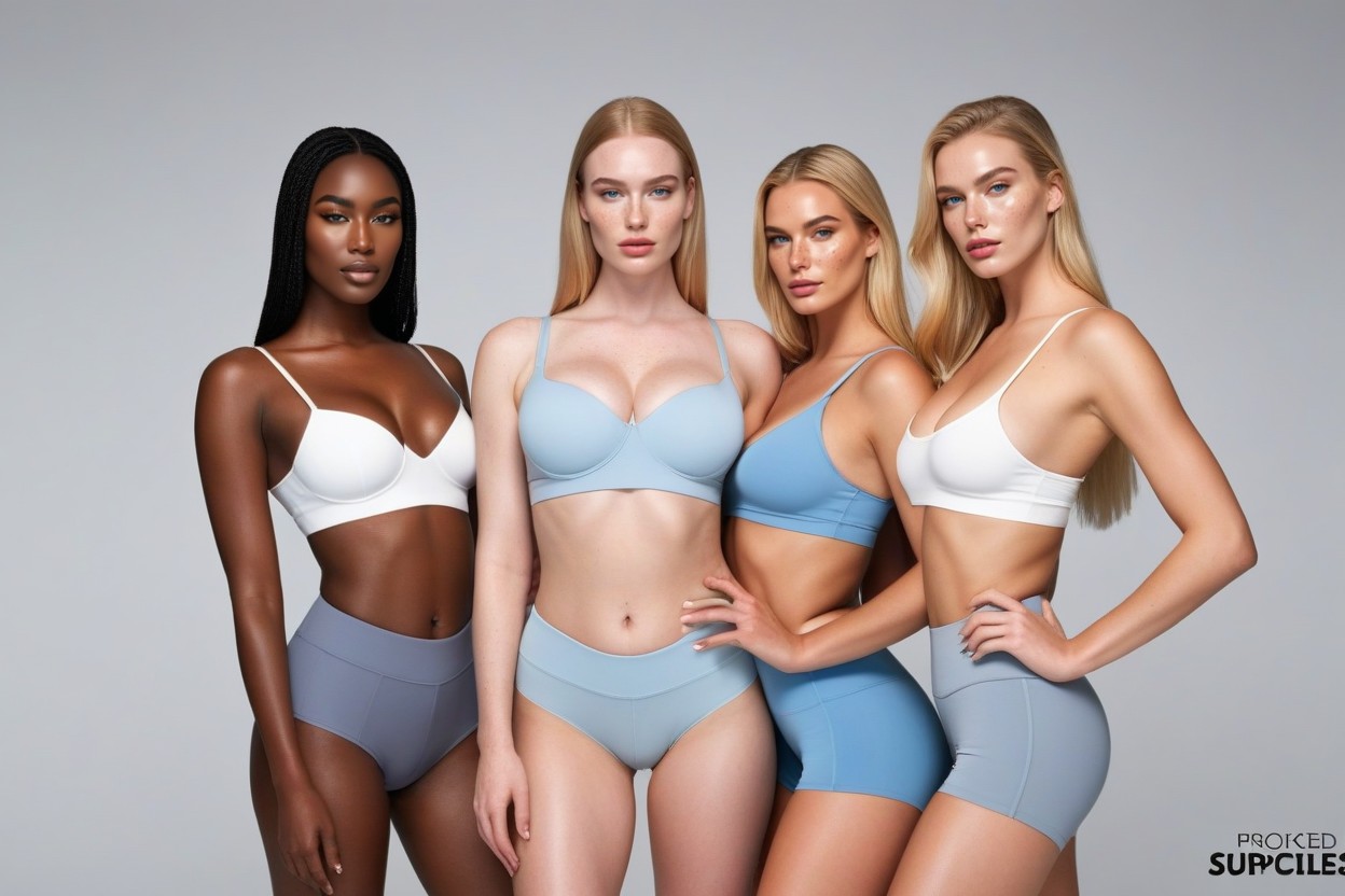 Clear Pale Skin Tone, Britânica, Peito Médio Pornografia de IA