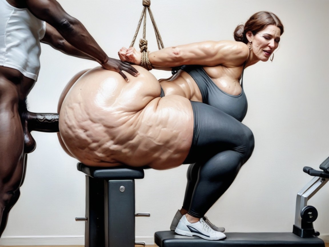 Huge Black Cock, Gym, Interracial AI Porn