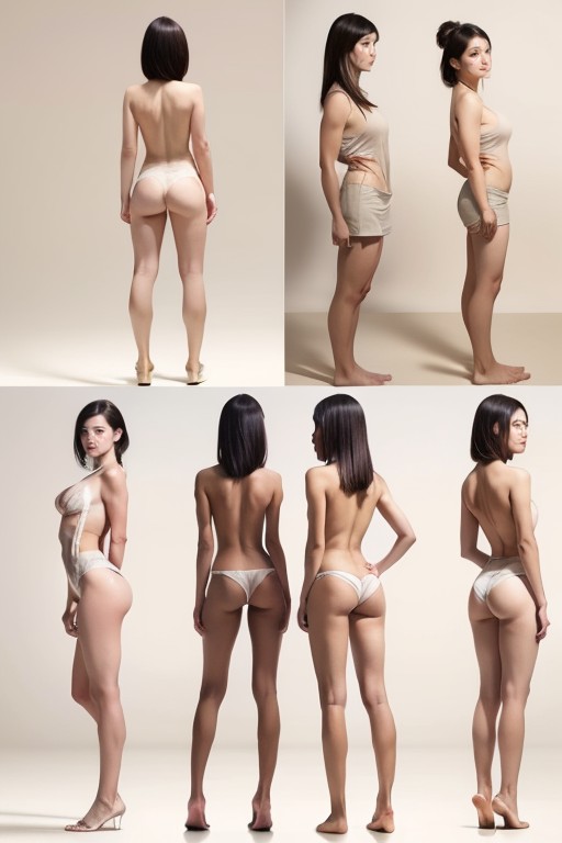 Side View, Front View, Brown Eyes Pornografia de IA