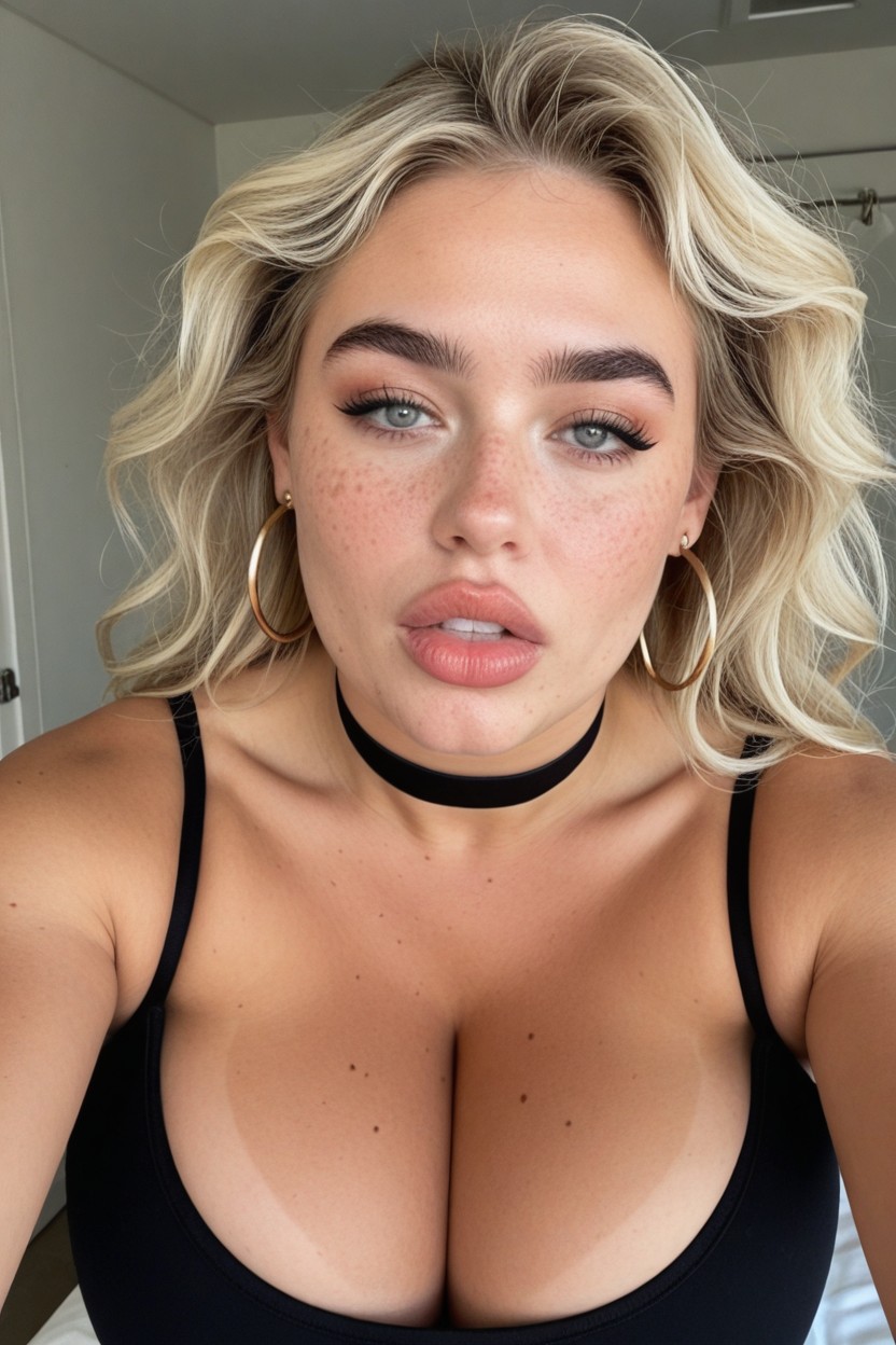 Natural Face, Slut Face, Platinum Blonde Hair AI Porn