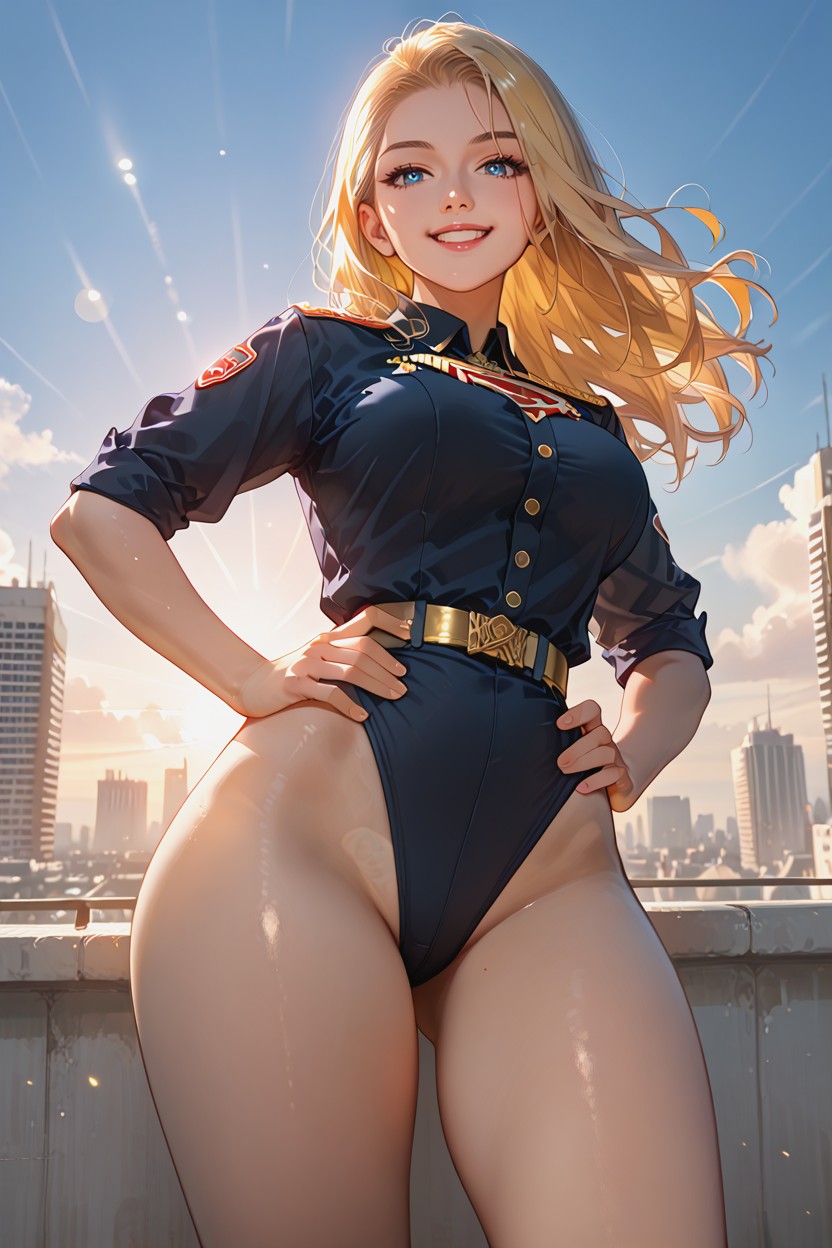 Blonde Hair, Playful Stance, Hands On Hips AI黄片