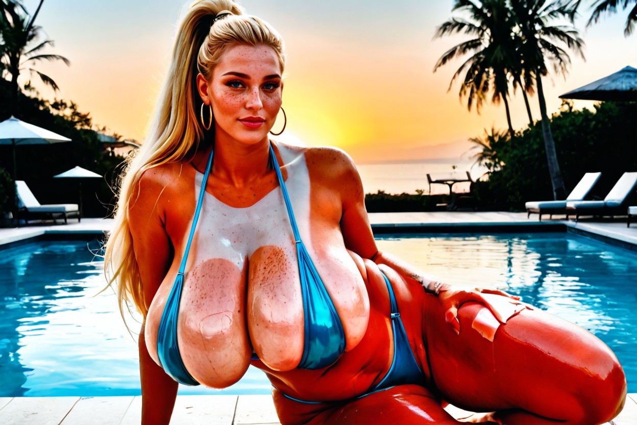 Round Face, 젖꼭지 돌출, Natural Heavy Saggy Breasts AI 포르노