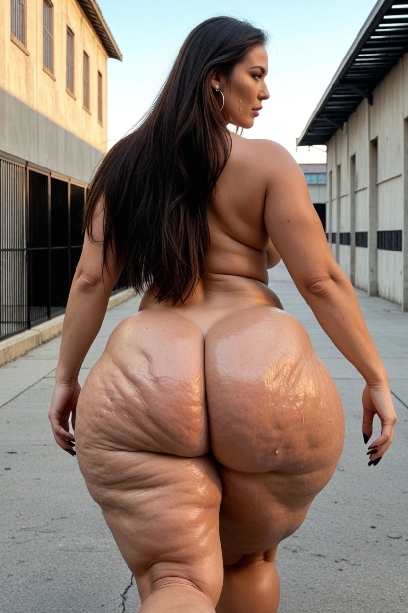 Sweaty, Giant Wide Sagging Thighs, Peito Pequeno Pornografia de IA