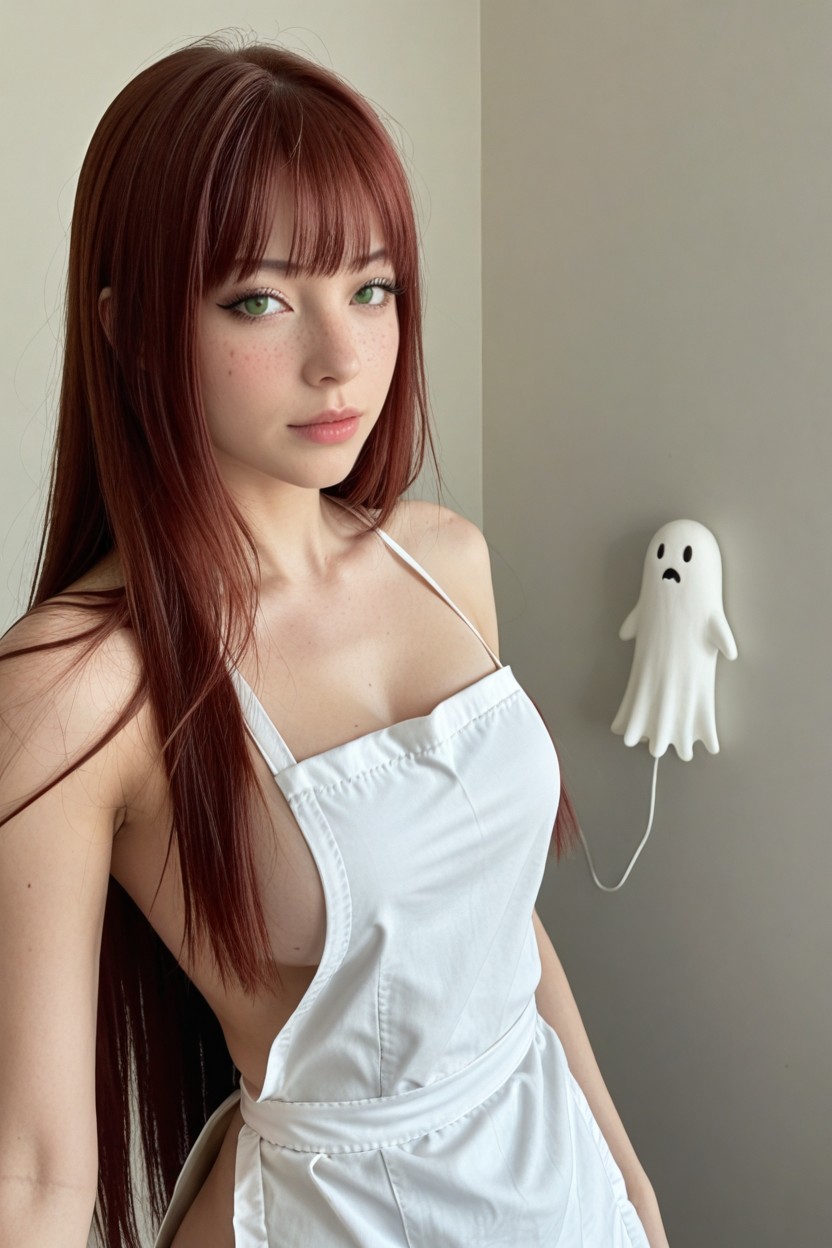 Wearing Only An Apron, Red Hair, Very Made Up AI黃片