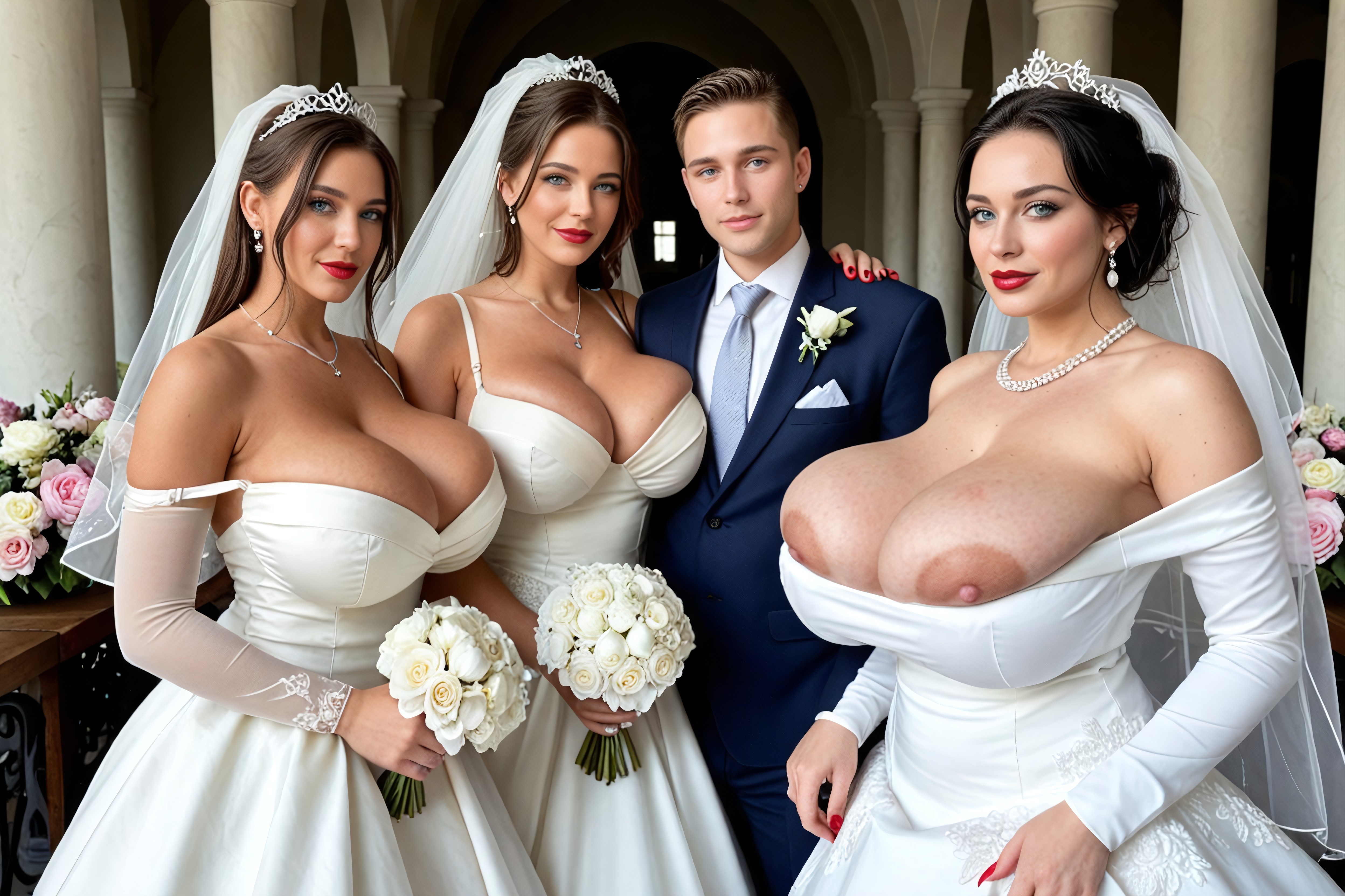 Couronne De Fleurs, Bride With Red Fingernails, No Panties Oops Porno IA
