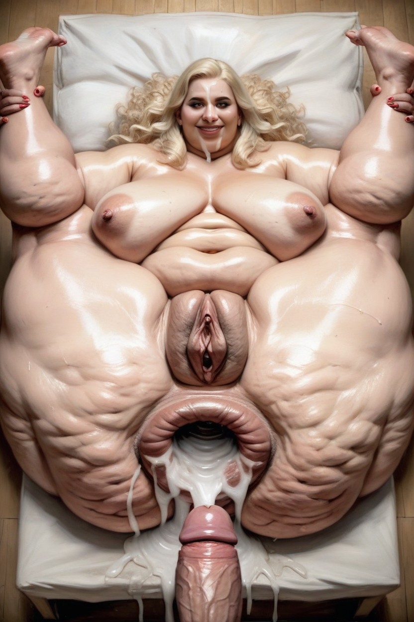 Blonde Hair, Chubby Face, Hyper Big Gaping Anus Pornografia de IA