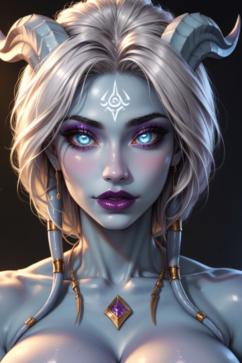 Full Body View, Purple Lipstick, Waist Shot AI Porn