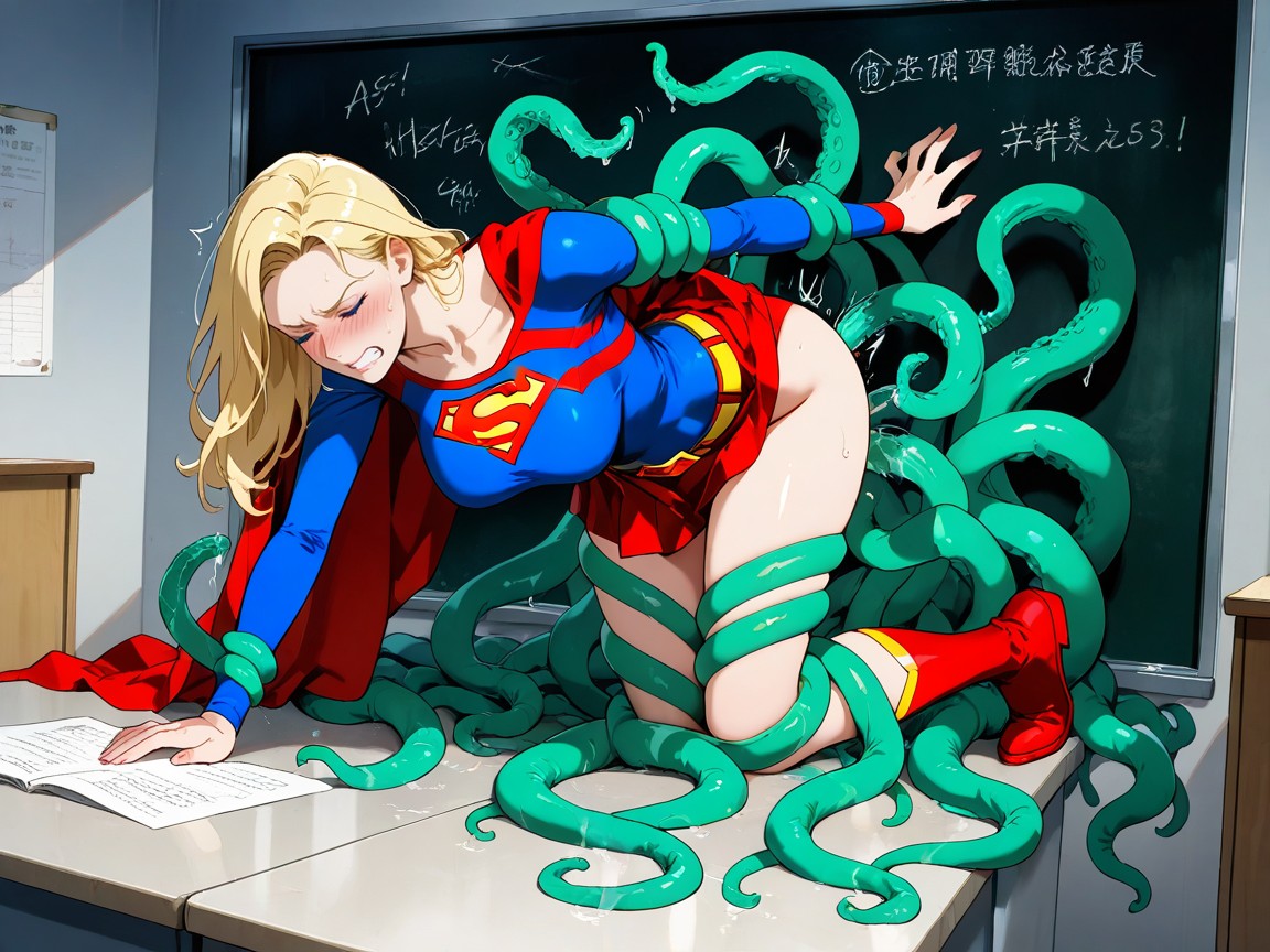 夜, Green Tentacles Neck Stuck, Green Tentacles Legs Stuck AIポルノ