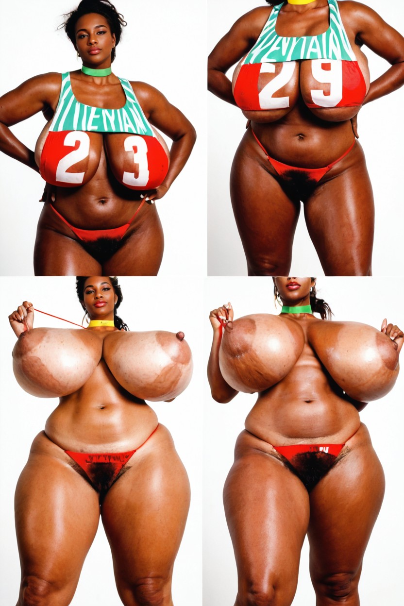 Side View, Beautiful Face, Gigantic Sagging Natural Breasts Touching The Ground AI 포르노