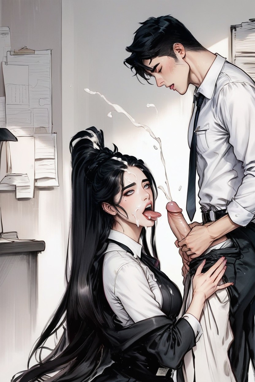 Cumshot, Black Hair, Individual Hair Strands AI黃片