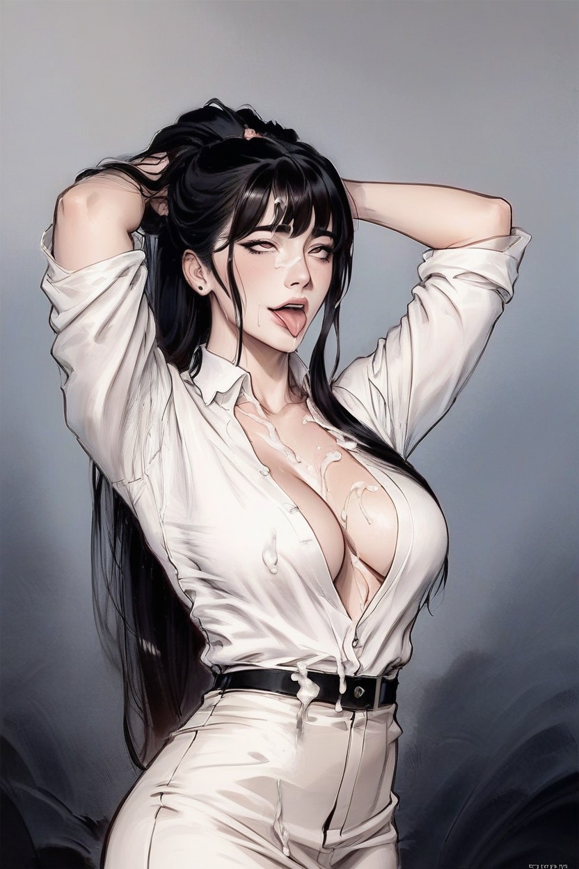 Long Hair, Super Straight Hair, Office Setting AIポルノ