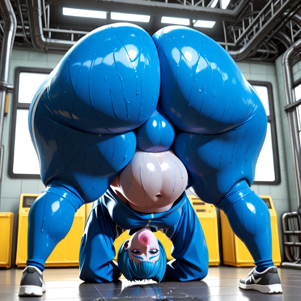Extremely Fat Crotch, Full Body, Blue Hands AIポルノ