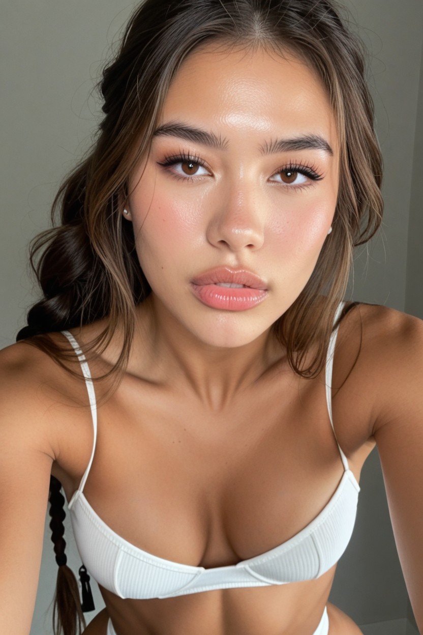 Showing Skin Pores, 丰满的嘴唇, 模特姿势 AI黃片