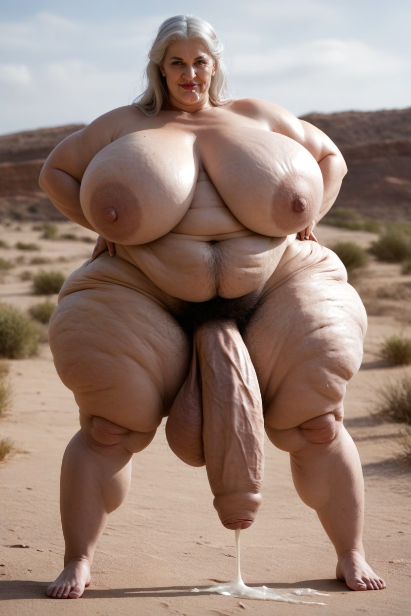 Giant Tall Futanari, Walking In Scorching Desert, 亂頭髮 AI黃片