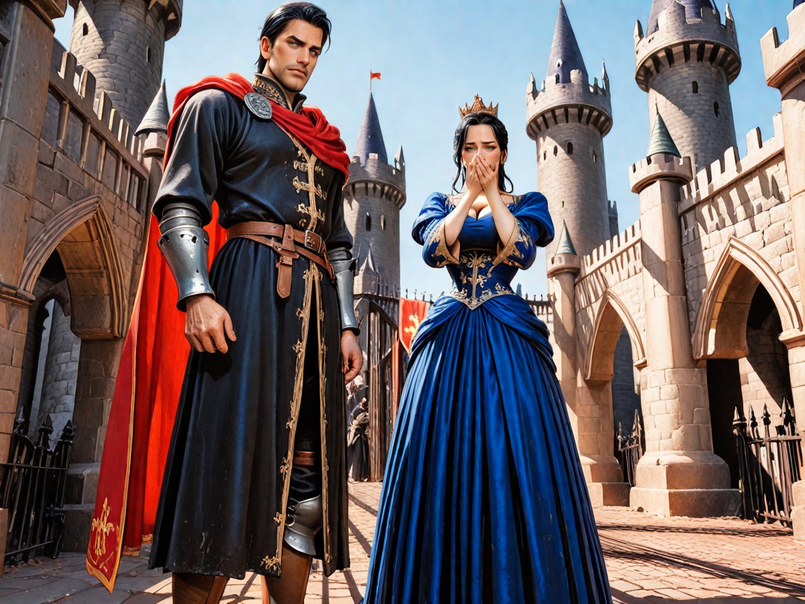 Sunny Morning, Стоя, Royal Blue Medieval Dress ИИ порно