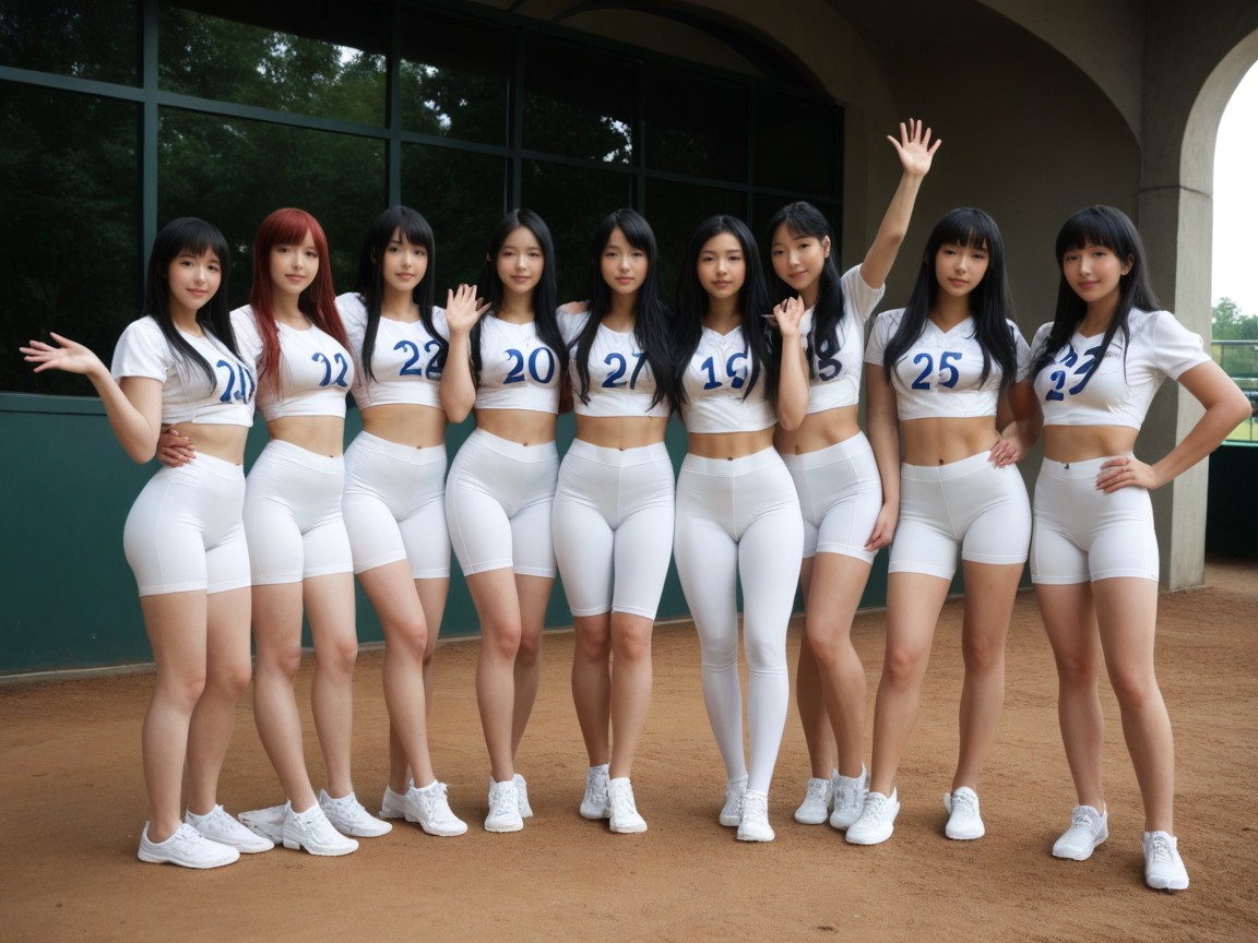Black Hairs, 直毛, Different Dancing Model Poses Waist Shot AIポルノ