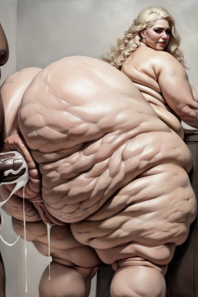 Shaved Vagina, Looking At Viewer, Giant Anus Dripping During Anal Sex Pornografia de IA