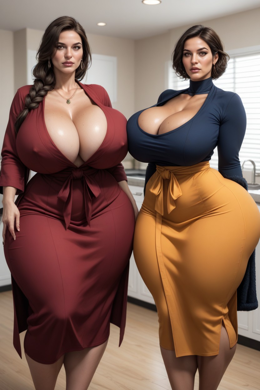 Thick Voluptuous, Big Areola, Cleft Ass Cheeks AI 포르노