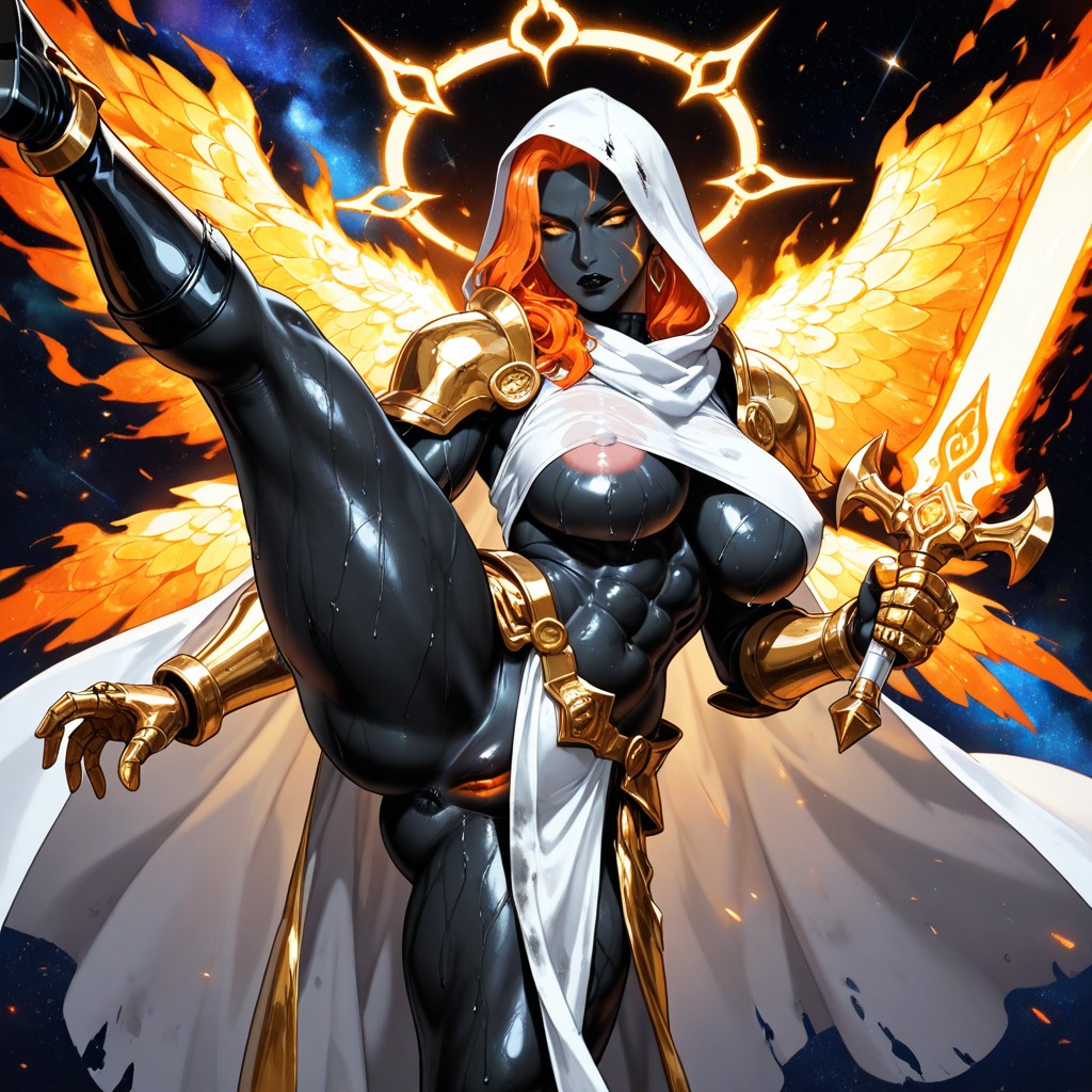 Black Anus, Black Makeup Streaks, Burning Orange Hair AIポルノ