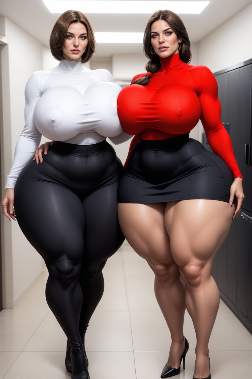 Massive Round Bubble Butt, Coxas Expostas, Hyper Rounded Bubble Butt Pornografia de IA