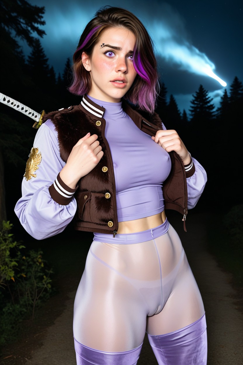 De Arriba A Abajo, 25+, Samantha Maxiswearing Tight Dark Croptop Brown Fur Vest-top Jacket Puffy Nipple Bulge Porno IA