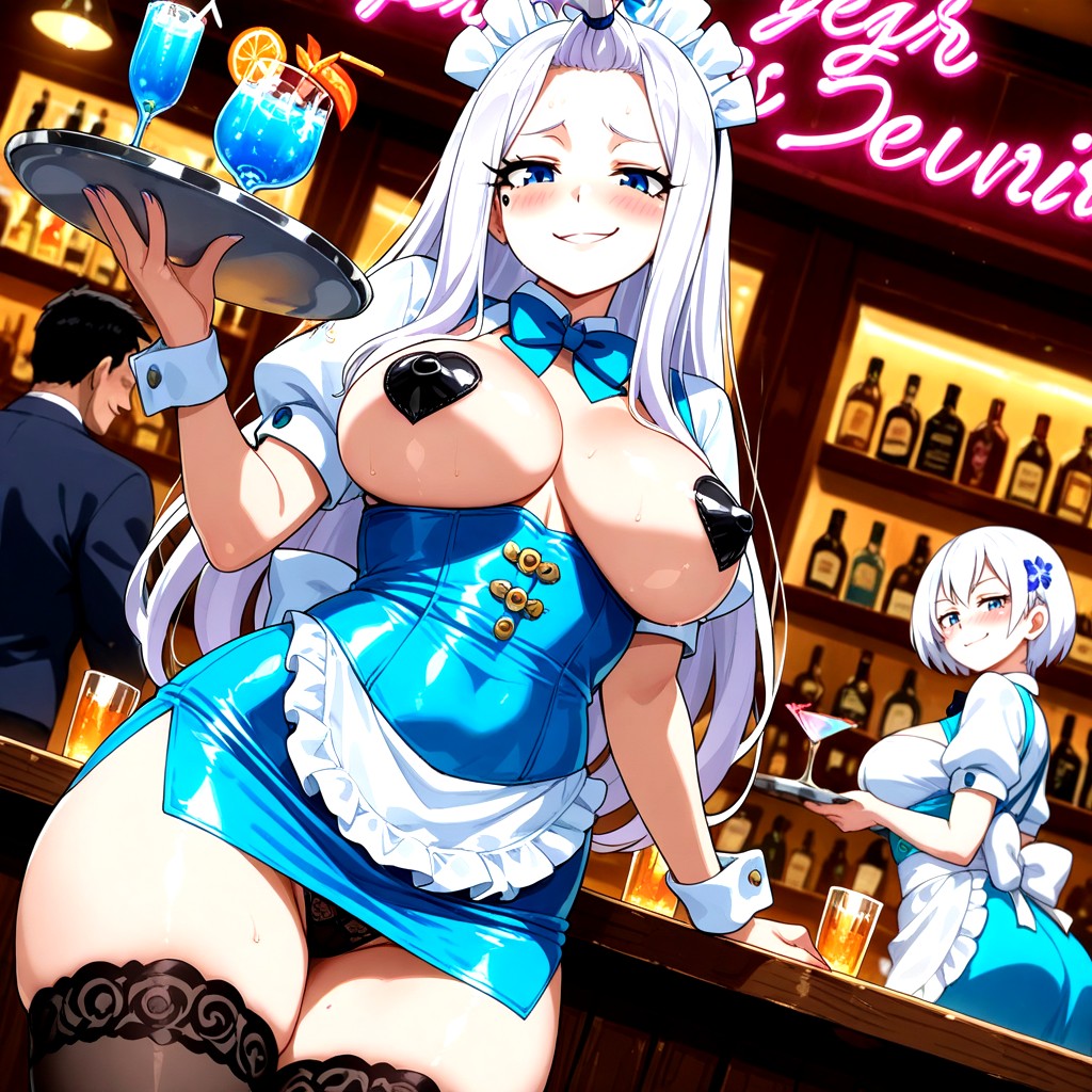 Deep Blue Eyes, Two People, Blushing AI Porn